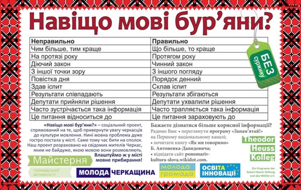 Суржик опасен для украинского языка
