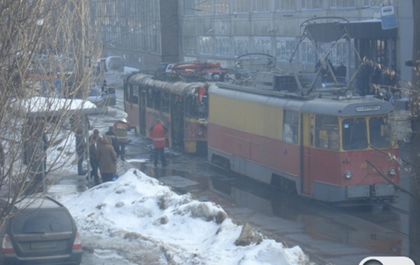 Сгорел трамвай на улице Фрунзе