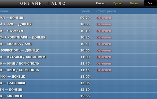 Аерофлот скасував рейси до Донецька та Харкова до кінця травня