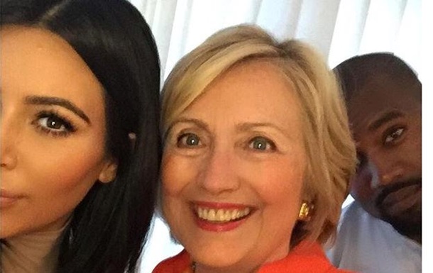 Ким Кардашьян и Канье Уэст сделали селфи с Хиллари Клинтон