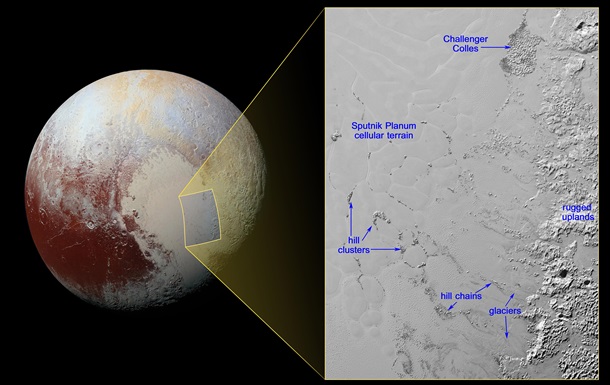NASA выложило фото  плавающих холмов  Плутона