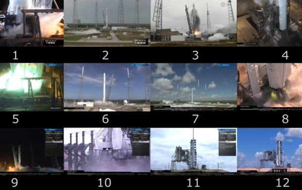 Старт Falcon 9  показали синхронно с 12 камер