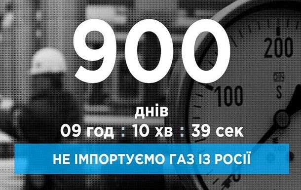 Україна 900 днів не імпортує газ з Росії
