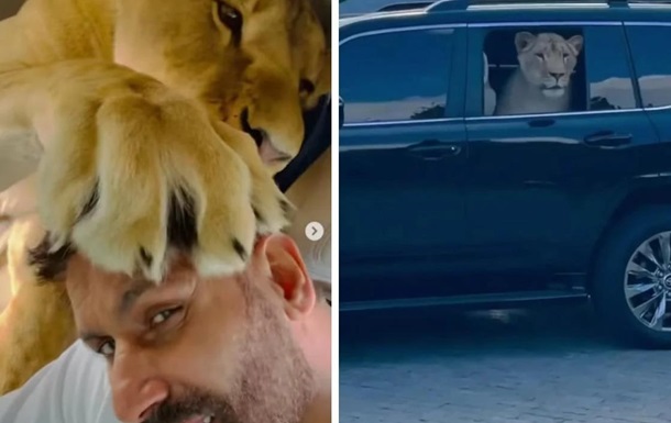 Kharkiv deputy rides with a lion in a car