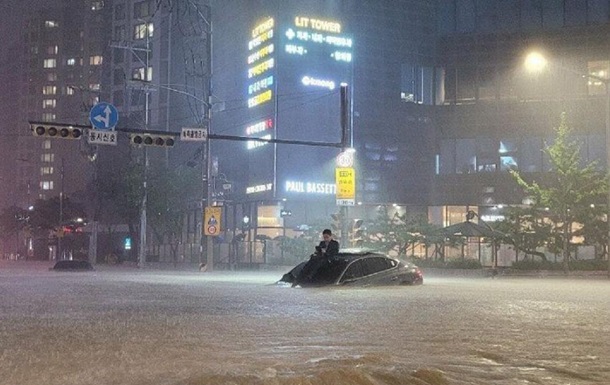 В Южной Корее произошло наводнение из-за проливных дождей