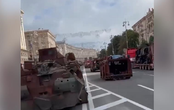 В Киеве на Крещатике разместили уничтоженную военную технику РФ