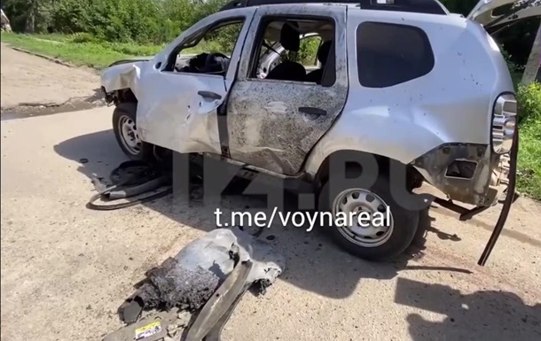 Появилось видео подрыва машины коллаборанта в Запорожской области