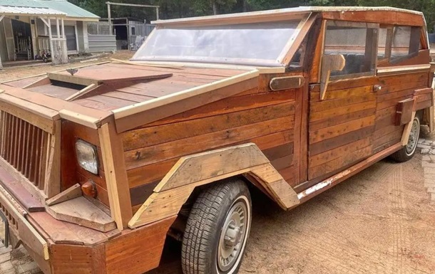 The wooden pickup truck is sold in the US