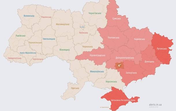 У низці областей України оголошена повітряна тривога