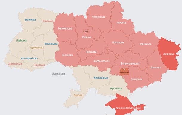 Воздушная тревога раздается во многих областях Украины