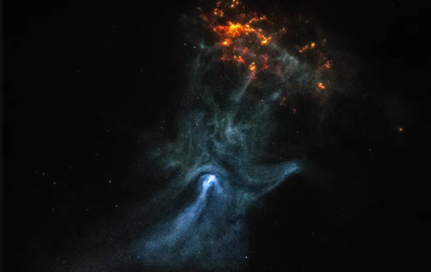 NASA telescopes have captured images of a hand-shaped cosmic structure