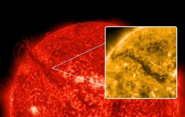 На Солнце образовался  огненный каньон  длиной с расстояние до Луны
