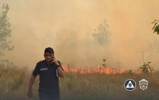 В Запорожье пожар охватил остров Хортица