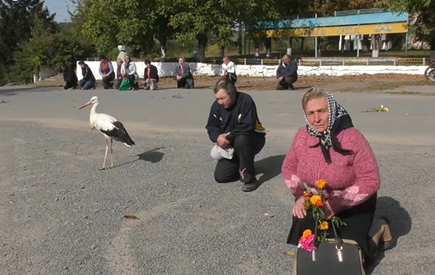 В Винницкой области на похороны бойца пришел аист